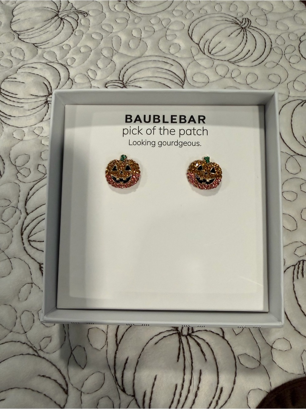 BaubleBar Gold and Orange Pumpkin Stud Earrings